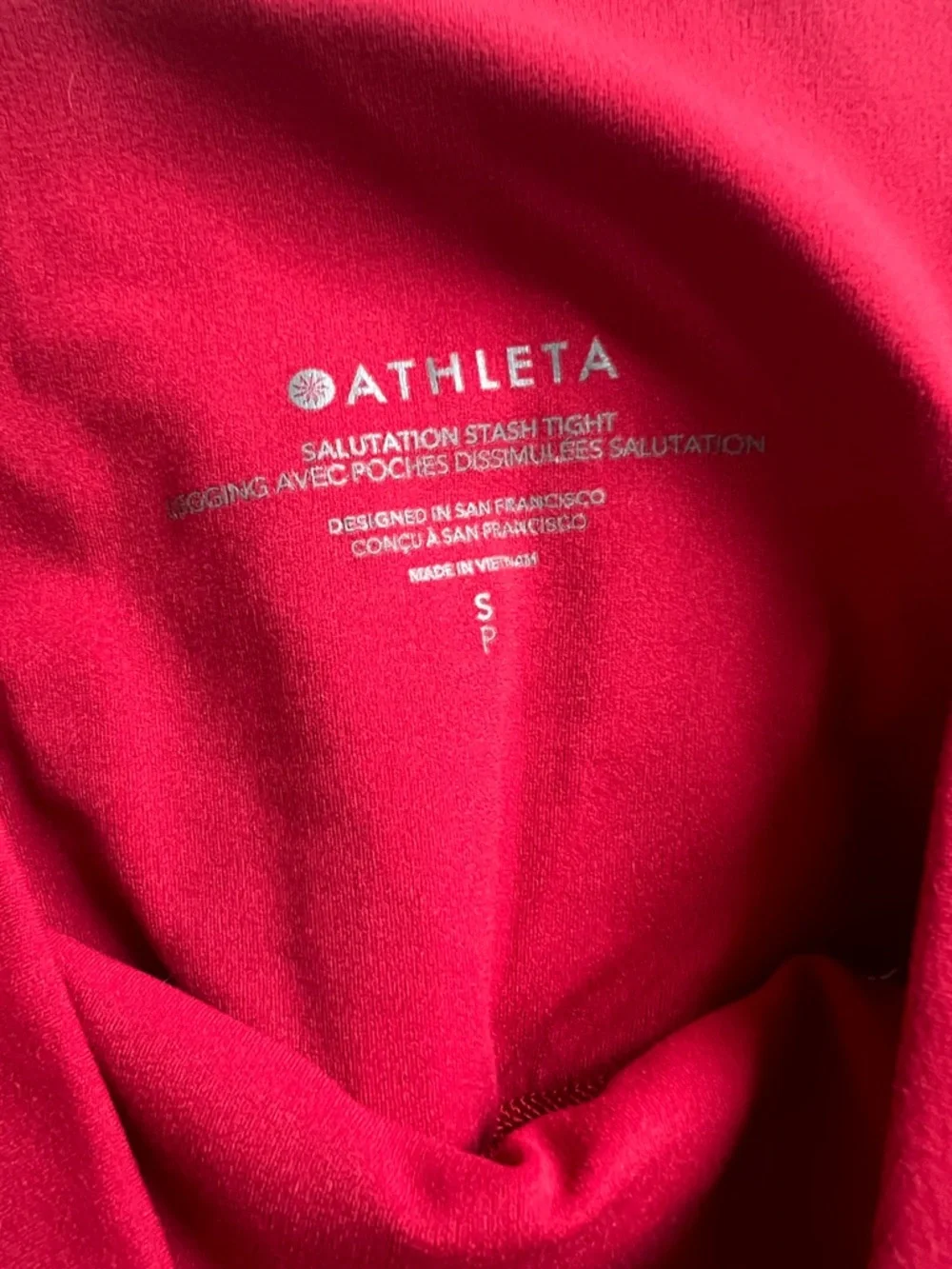 Athleta Salutation Stash Tight Small Red - Picture 3 of 4